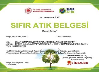 Limak Enerji Uludağ Elektrik, ‘Sıfır Atık Belgesi’ almaya hak kazandı!